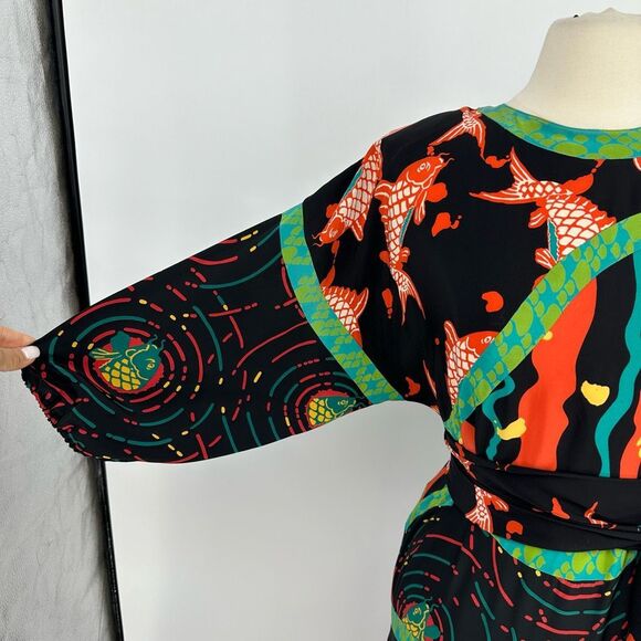 Vintage Black and Orange Maxi Dress - Picture 10 of 16